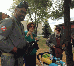 Felix Oliveri, his wife Sarah and their "Stay Puff" Lilo with Ron Greywolf Levine.